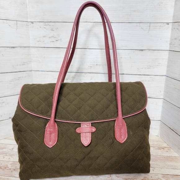 MZ Wallace quilted brown and pink satchel handbag - Picture 5 of 15